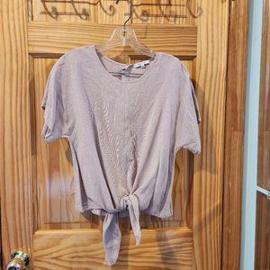 Peach Front-Tie Blouse (Back Buttons)